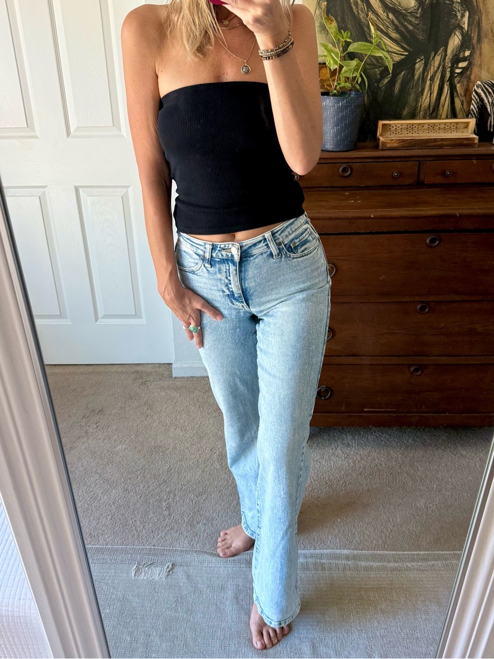 RSQ Acid Wash Blue Flare-Leg Jeans